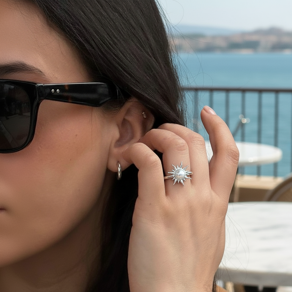 Anillo Antiestrés giratorio plateado perfecto para el trabajo
