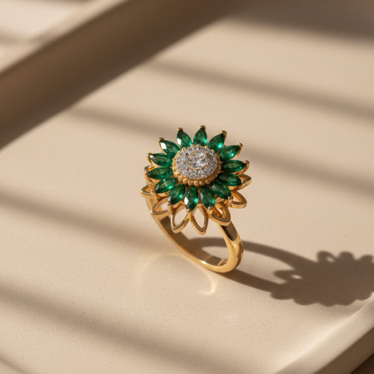 Anillo Girasol antiestrés giratorio ajustable – anillo antiestrés con aro giratorio ajustable