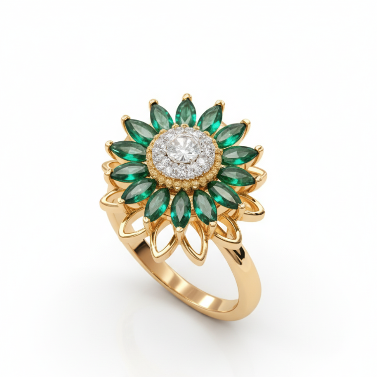 Anillo Girasol antiestrés giratorio ajustable – anillo antiestrés con aro giratorio ajustable