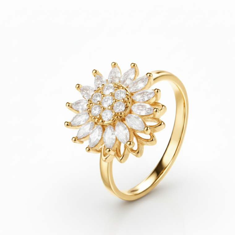 Anillo Girasol antiestrés giratorio ajustable – anillo antiestrés con aro giratorio ajustable
