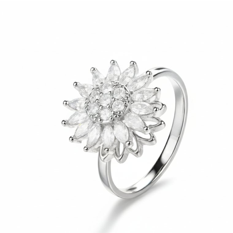 Anillo Girasol antiestrés giratorio ajustable – anillo antiestrés con aro giratorio ajustable