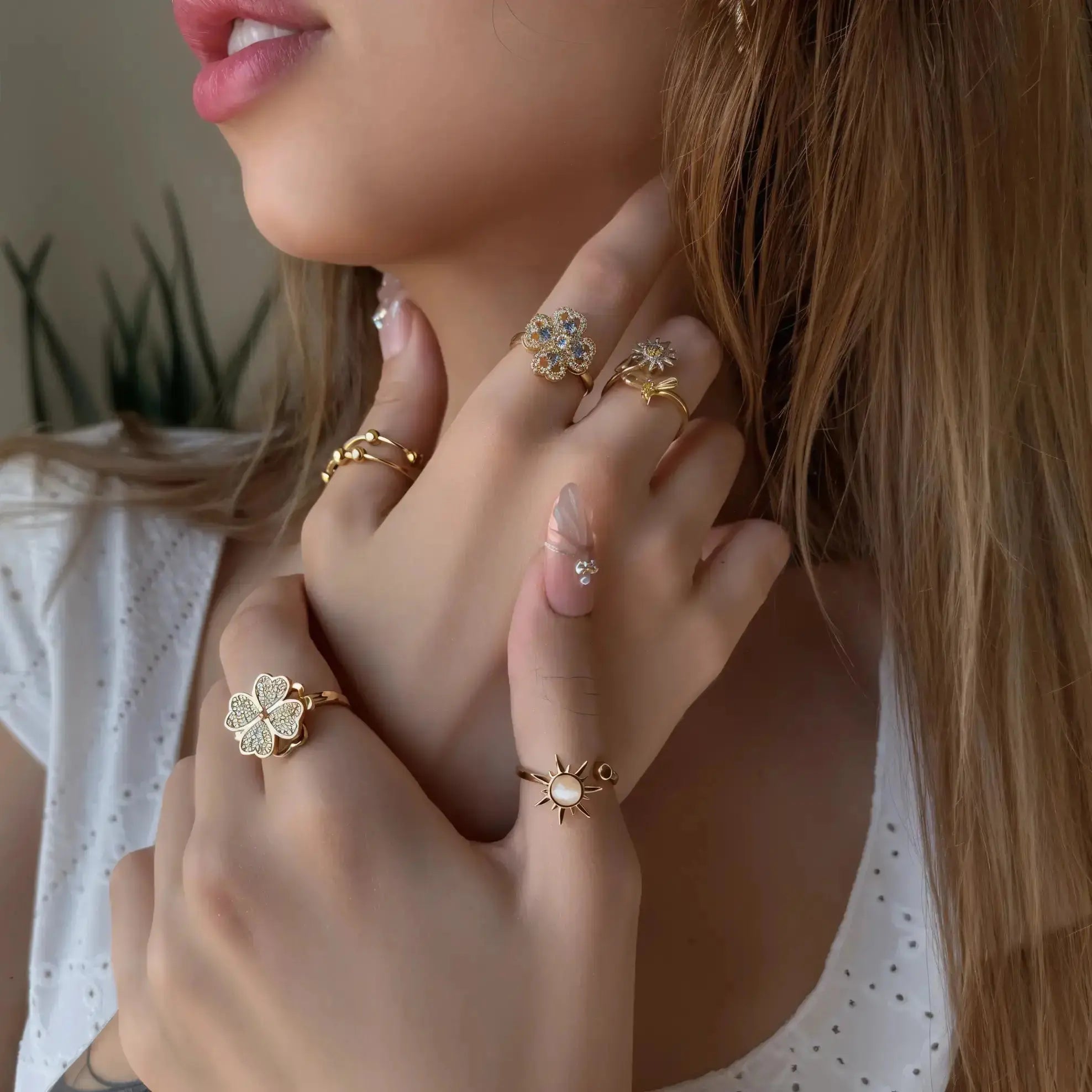 Anillo Flor antiestrés giratorio ajustable - Calagir.com