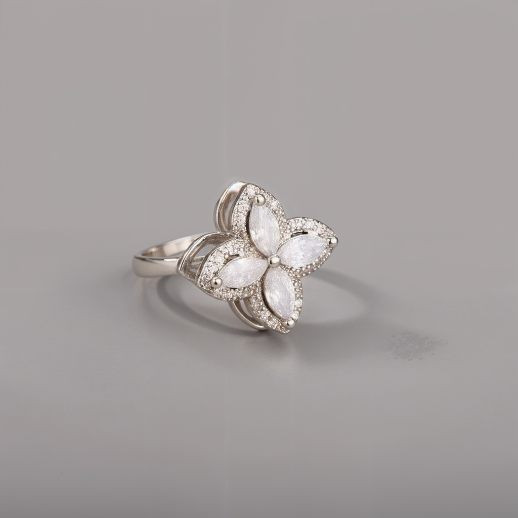 Anillo para reducir ansiedad tulipán ajustable para mujer en plateado