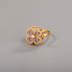 Anillo antiestrés giratorio dorado y violeta para mujer